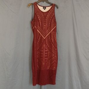 Mossimo Supply Co. Red Patterned Midi Dress